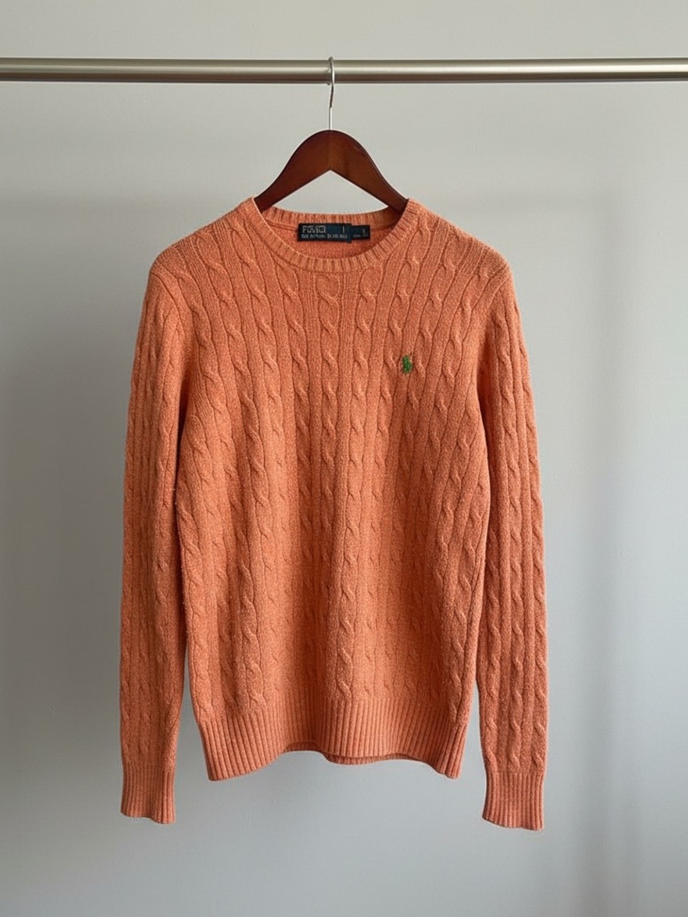 Polo by Ralph Lauren Peach Cable-Knit Crewneck Sweater